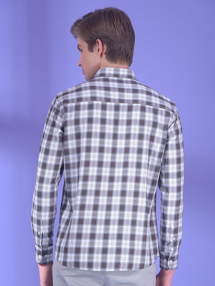 Brown Checked 100% Cotton Shirt