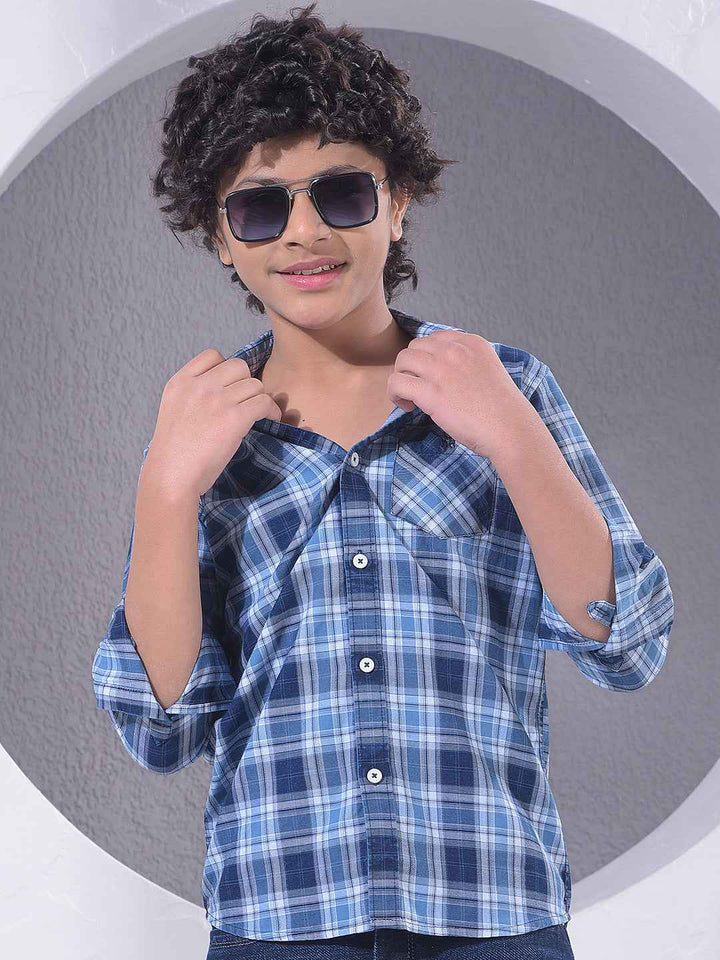 Blue Checked 100% Cotton Shirt