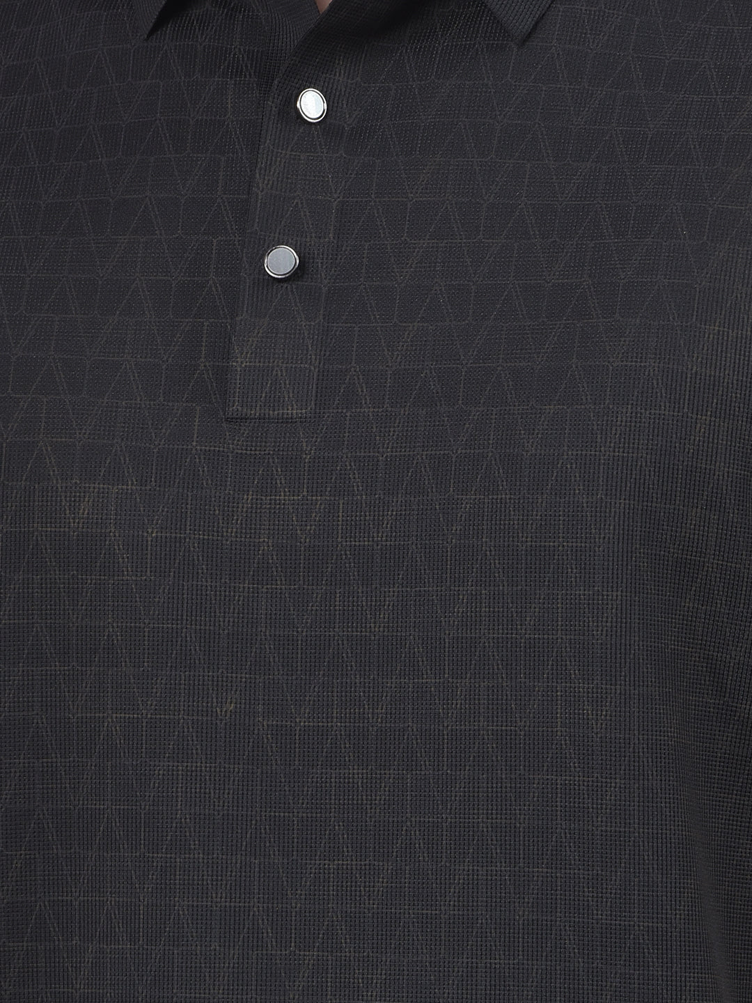 Black Printed Polo Neck T-Shirt