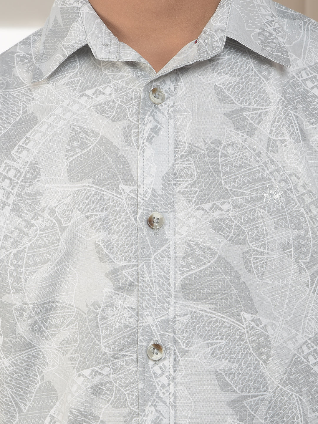 Grey Botanical Print Shirt