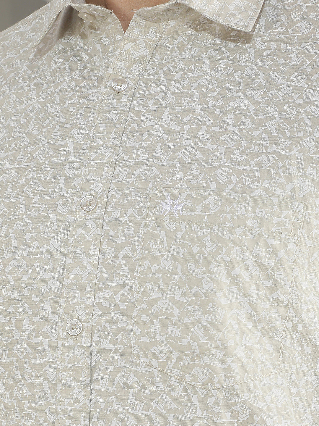 Pale Green Abstract Print Corduroy Shirt
