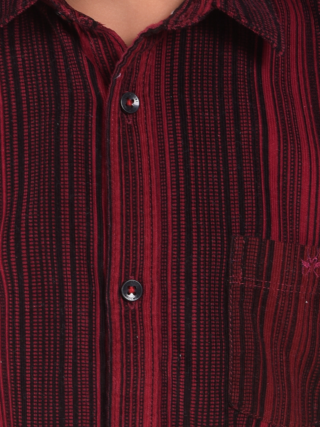 Maroon Printed 100% Cotton Corduory Shirt