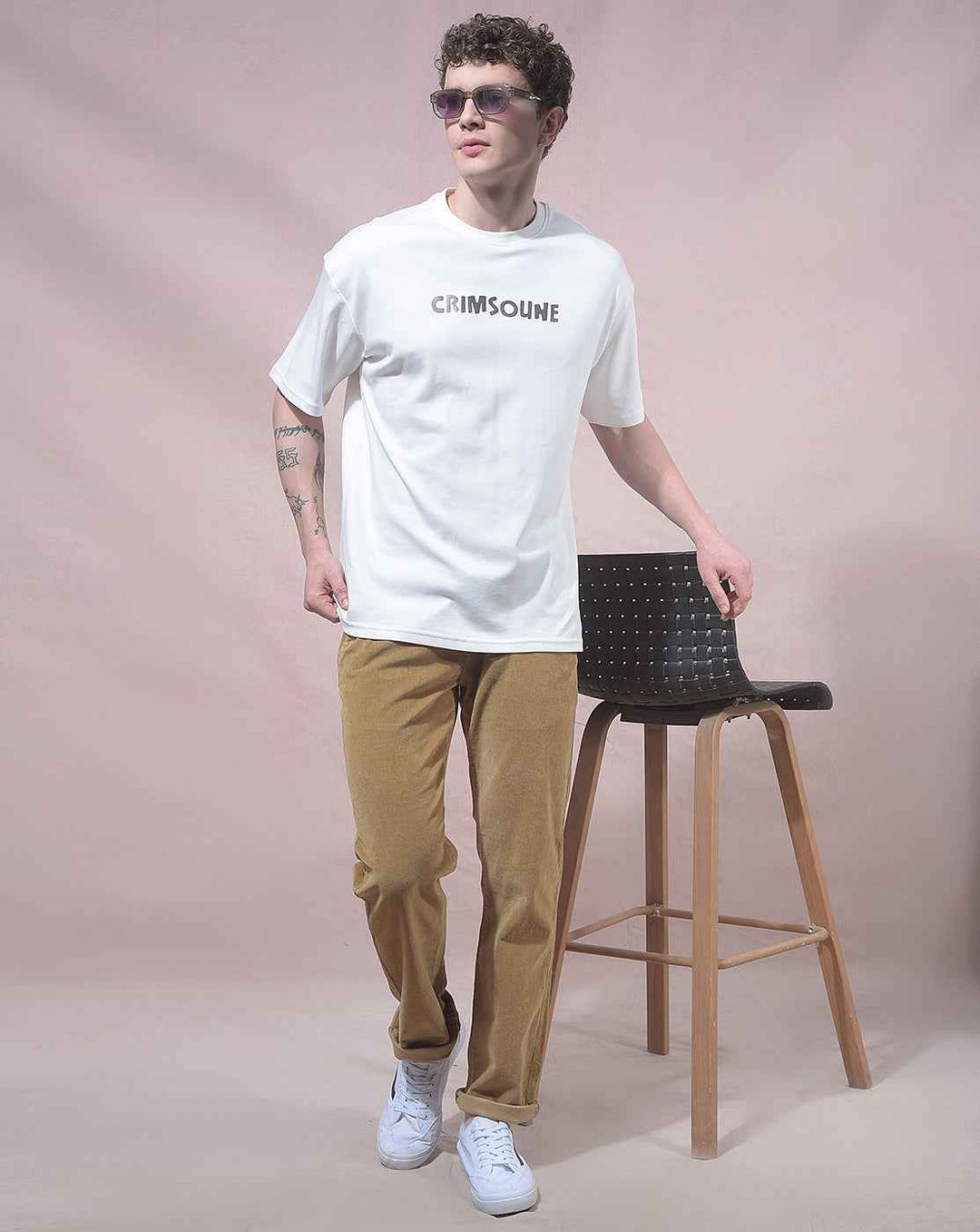 White Graphic Print 100% Cotton Oversized T-Shirt