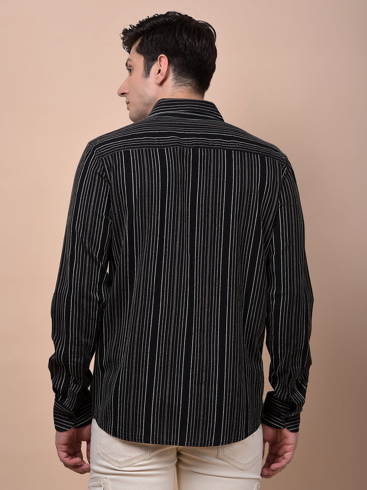 Black Vertical Stripes 100% Cotton Shirt