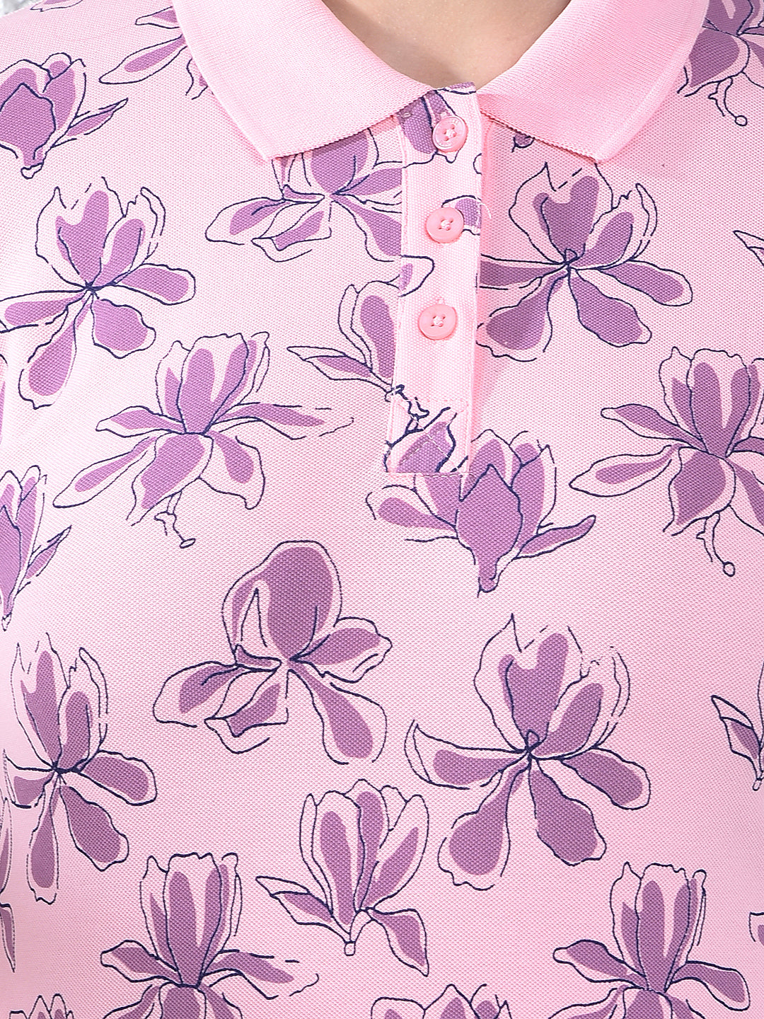 Purple Floral T-Shirt-Women T-Shirts-Crimsoune Club