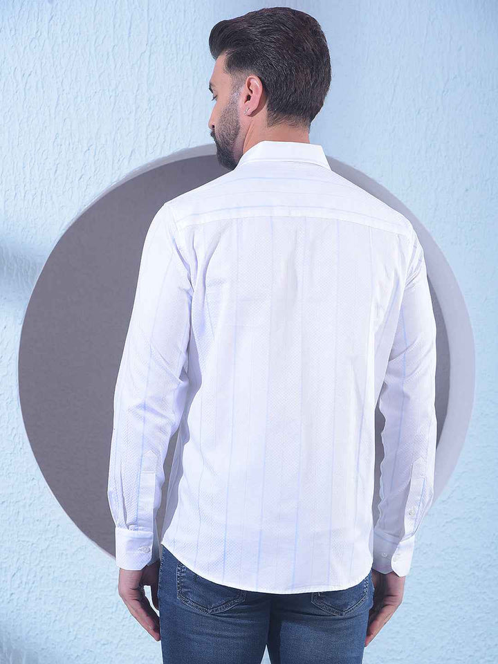 White Vertical Stripes 100% Cotton Shirt