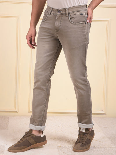 Narrow Fit Dark Wash Brown Jeans 
