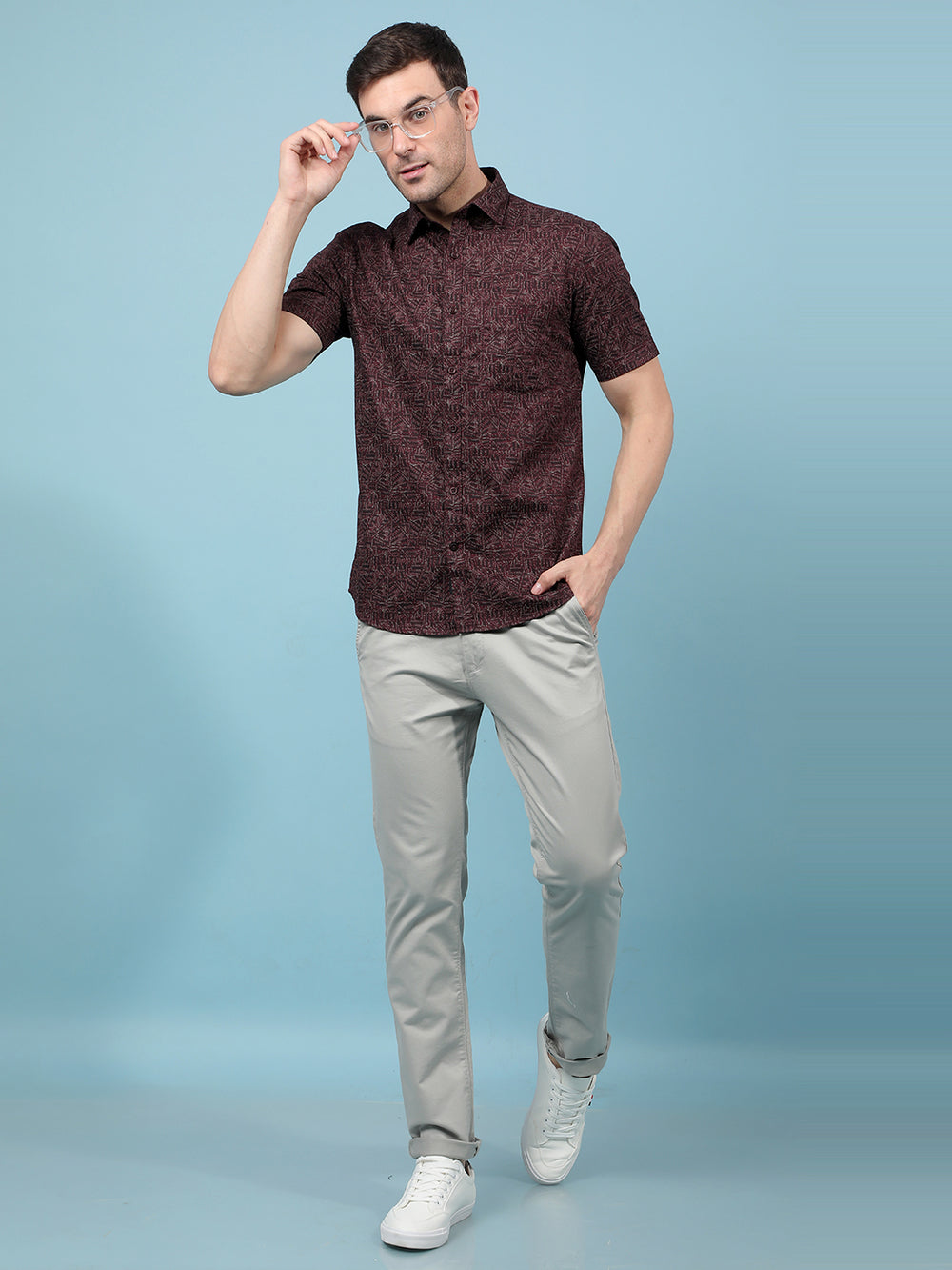 Green Floral Print 100% Cotton Shirt-Men Shirts-Crimsoune Club
