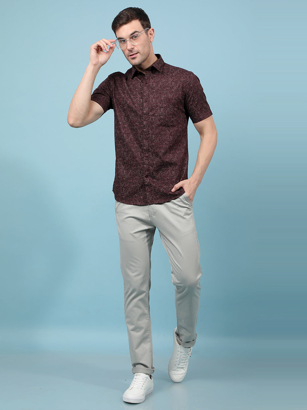 Green Floral Print 100% Cotton Shirt-Men Shirts-Crimsoune Club