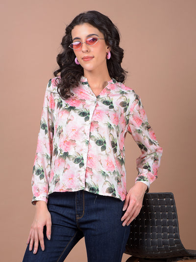 Multi-Color Floral Print V-Neck Shirt