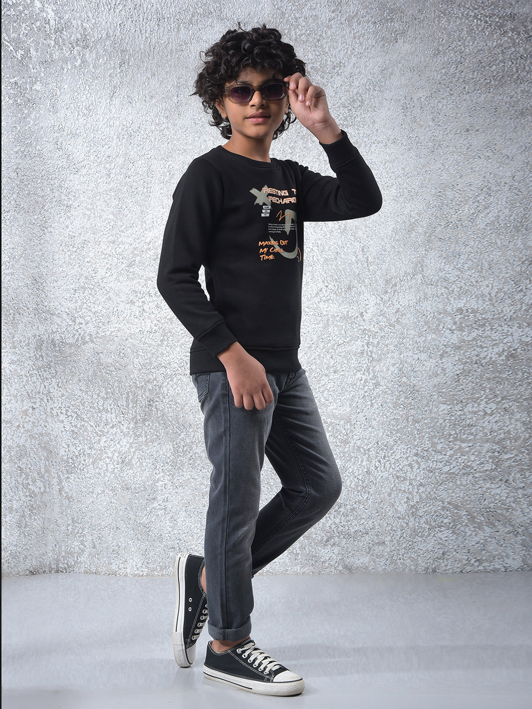 Black Graphic Print Sweatshirt