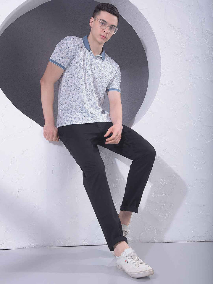 Blue Printed Accent T-Shirt