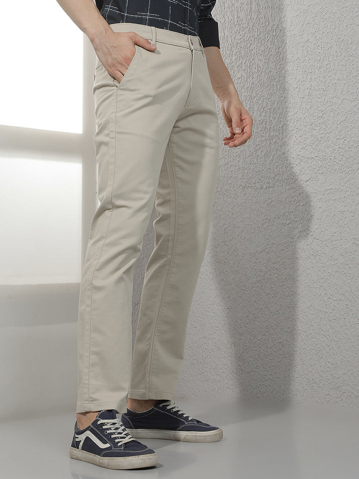Sleek Milk Cream Straight Trousers