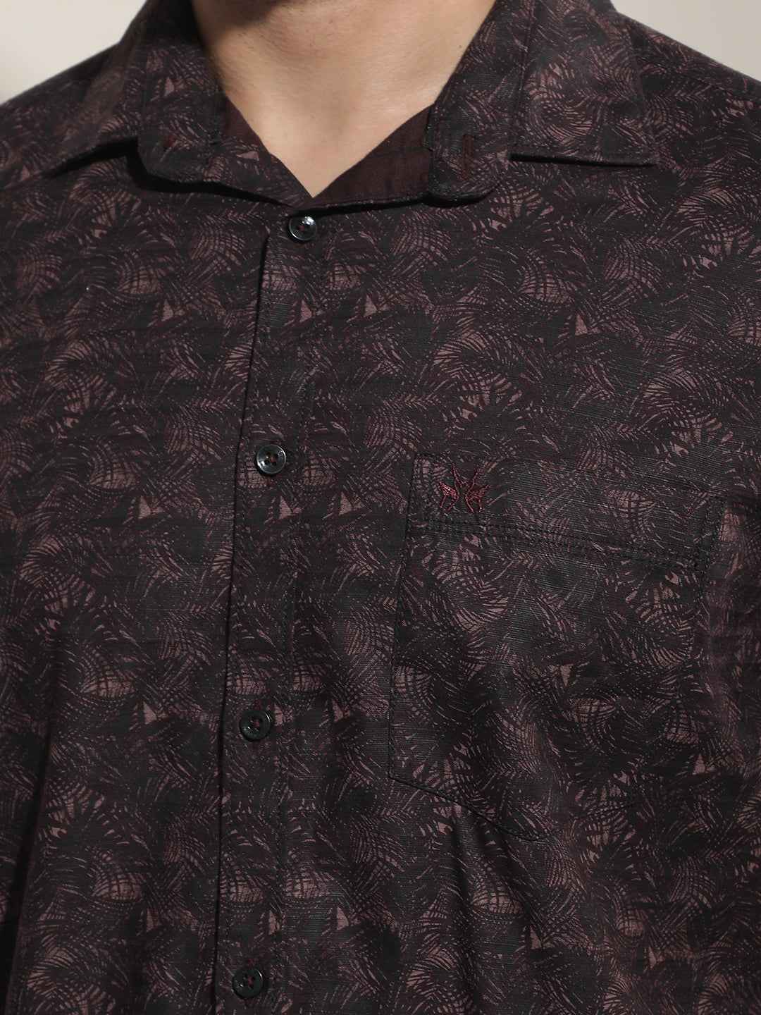 Wine Floral Print Shirt
