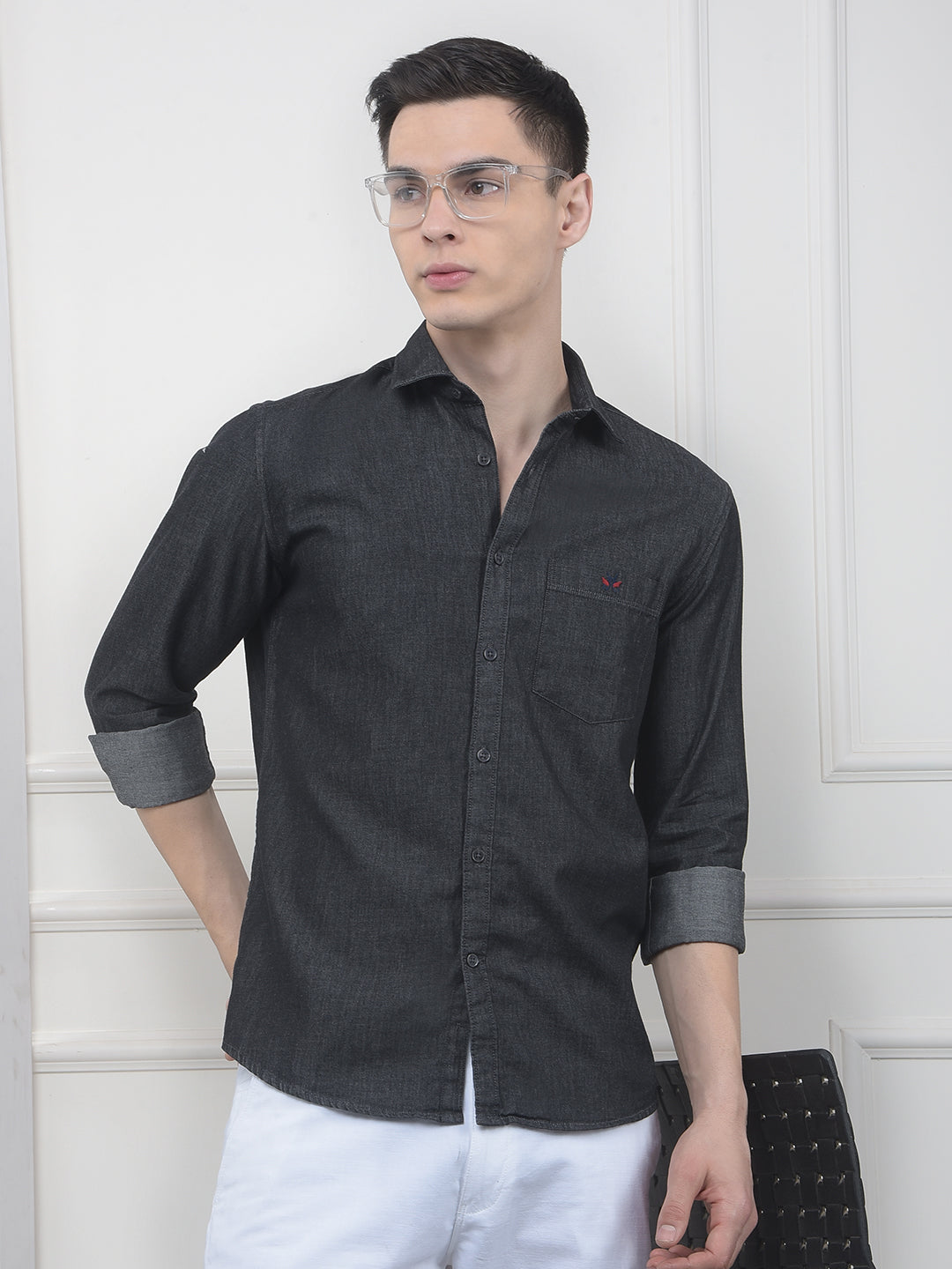 Charcol Grey 100% Cotton Denim Shirt