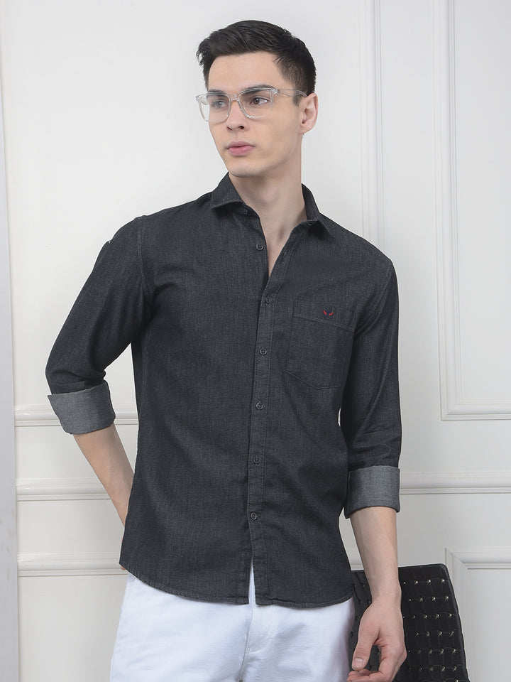 Charcol Grey 100% Cotton Denim Shirt