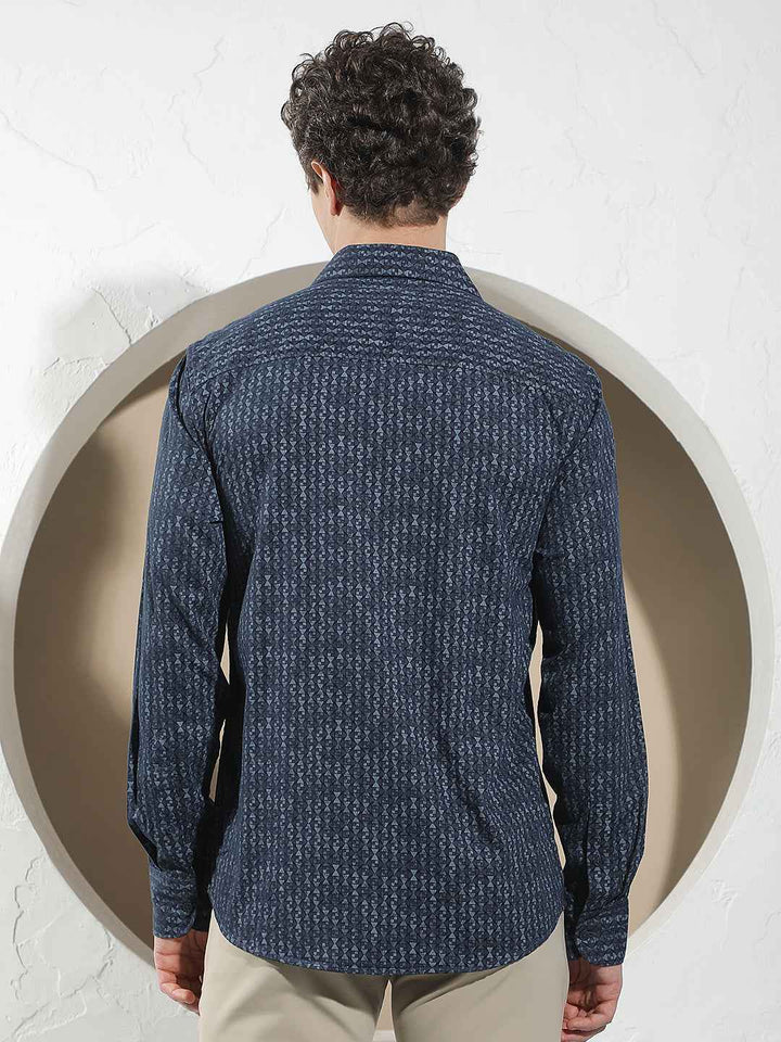 Navy Blue Printed Shirt