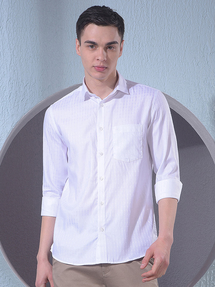 Elegant White Jacquard Shirt