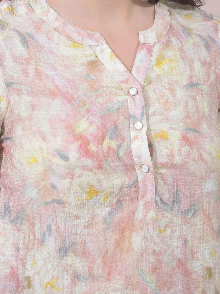 Multicolor Floral Print V-Neck Top