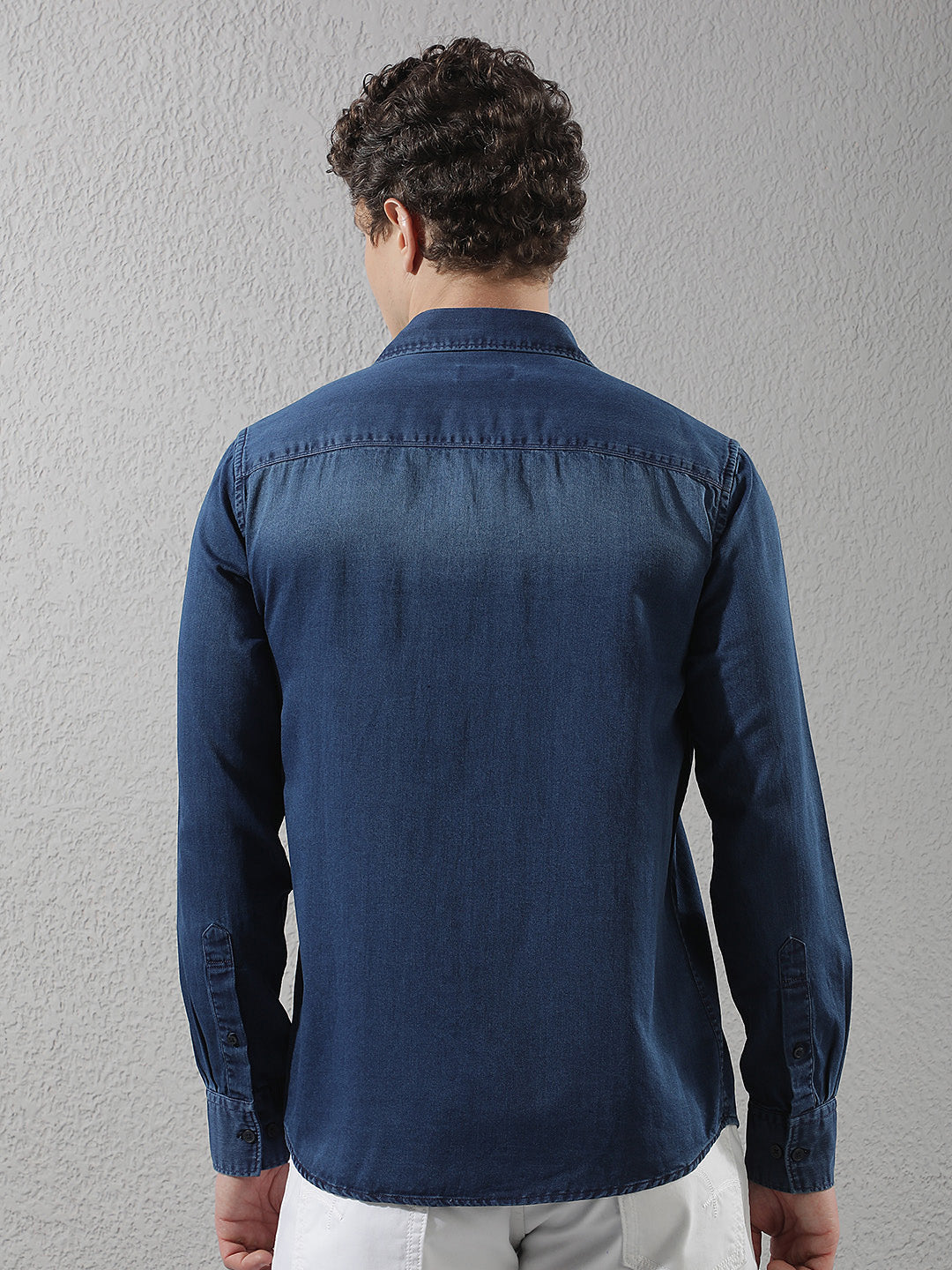 Navy Blue 100% Cotton Denim Shirt