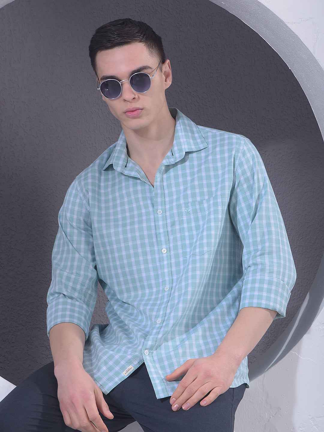 Green Checked 100% Cotton Shirt