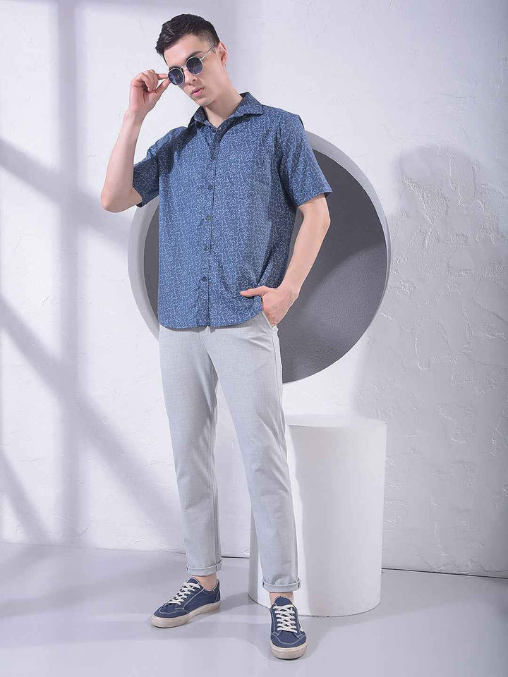 Blue Contemporary Printed Shirt