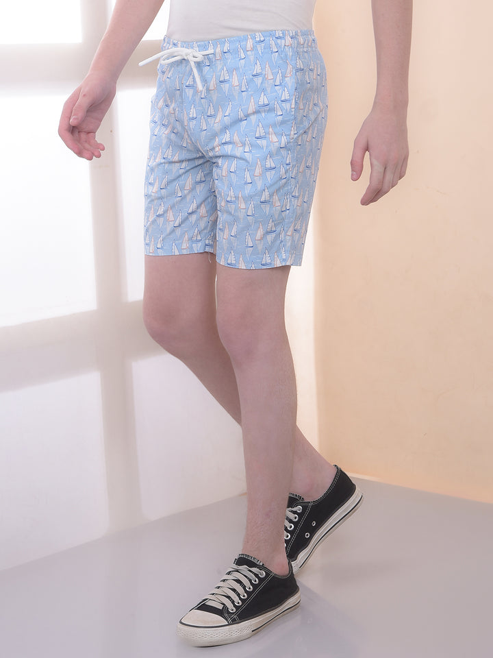 Sky Blue 100% Cotton Printed Boxers