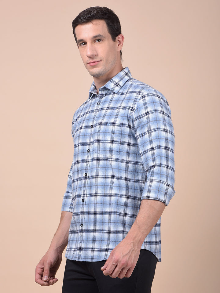 Blue Checked 100% Cotton Shirt