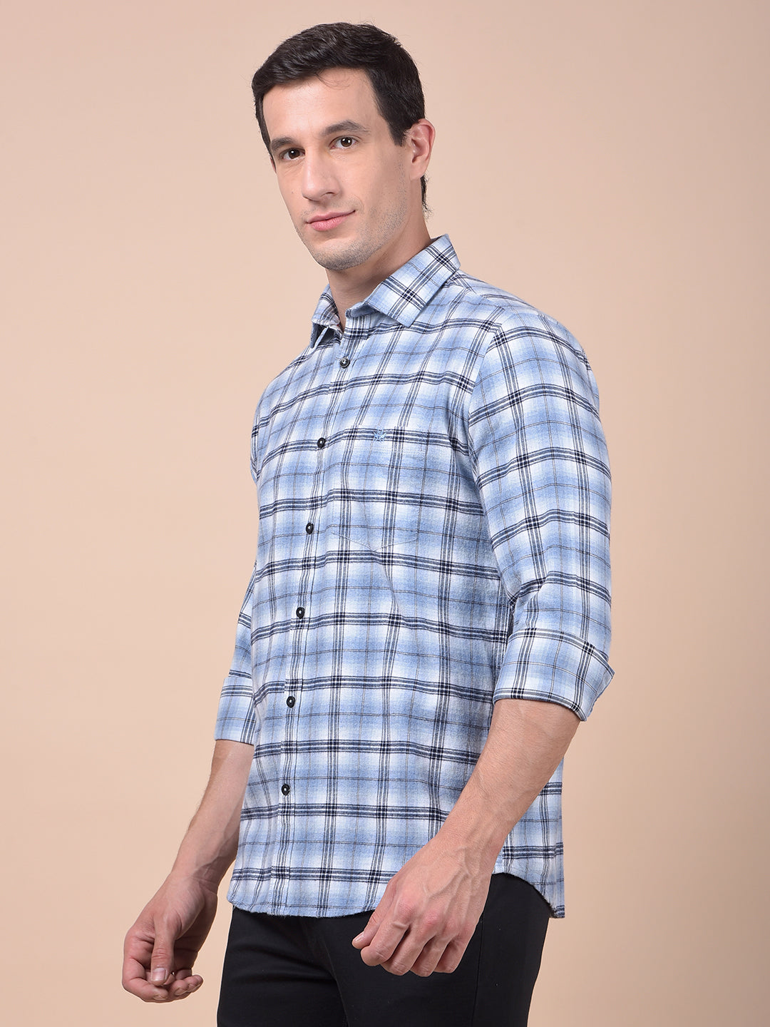 Blue Checked 100% Cotton Shirt