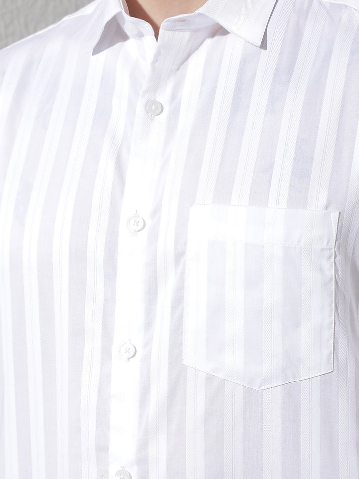 White Vertical Stripes Shirt
