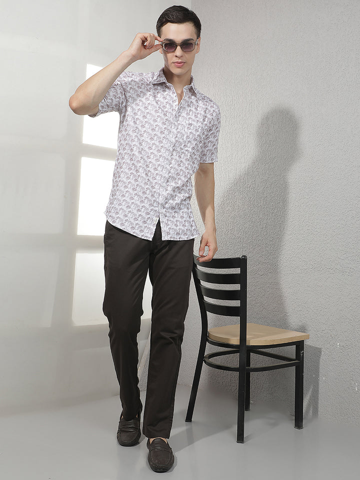 Modern Chestnut Brown Straight Trousers