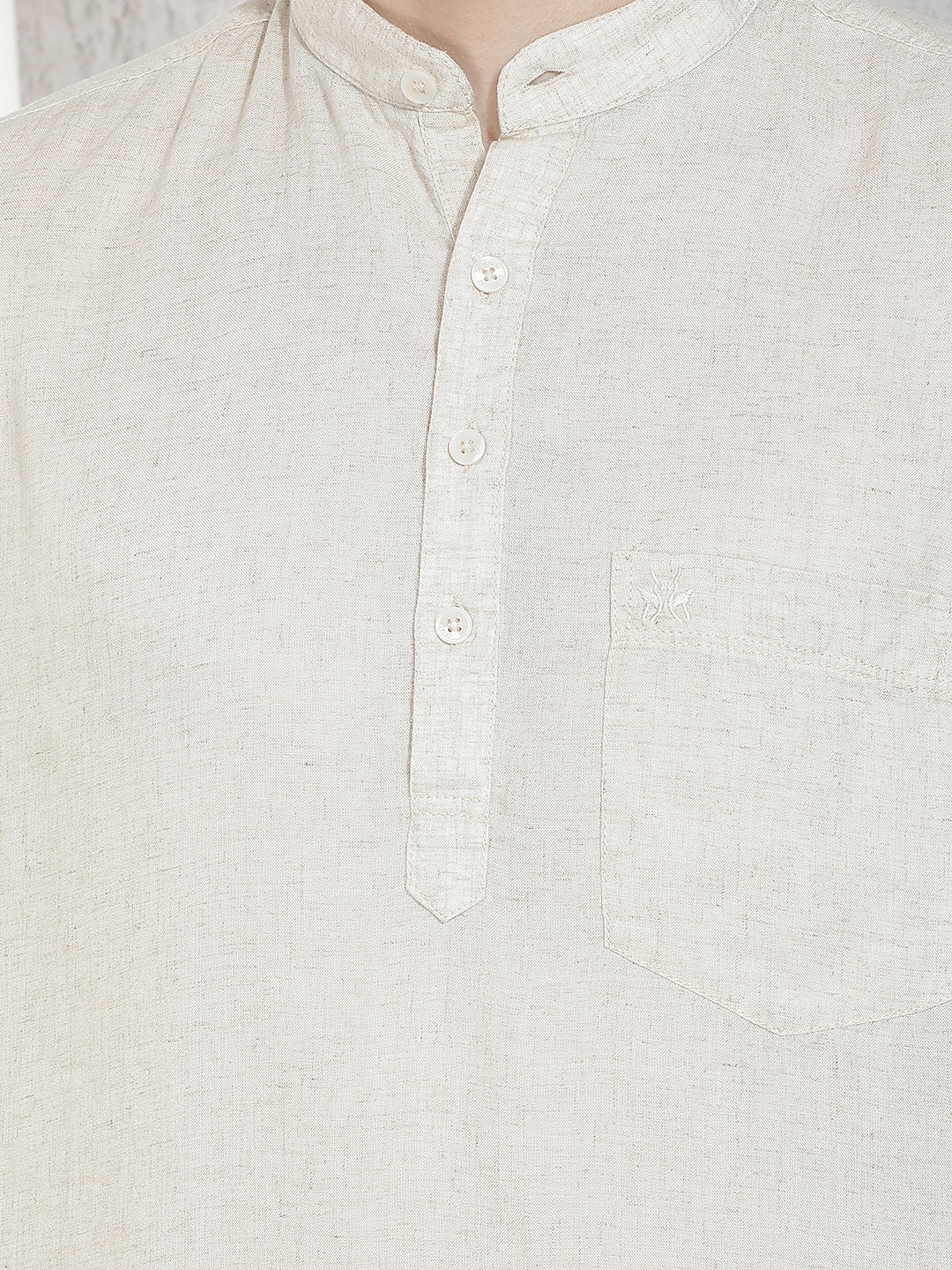 Trendy Luxe Cream Linen Kurta