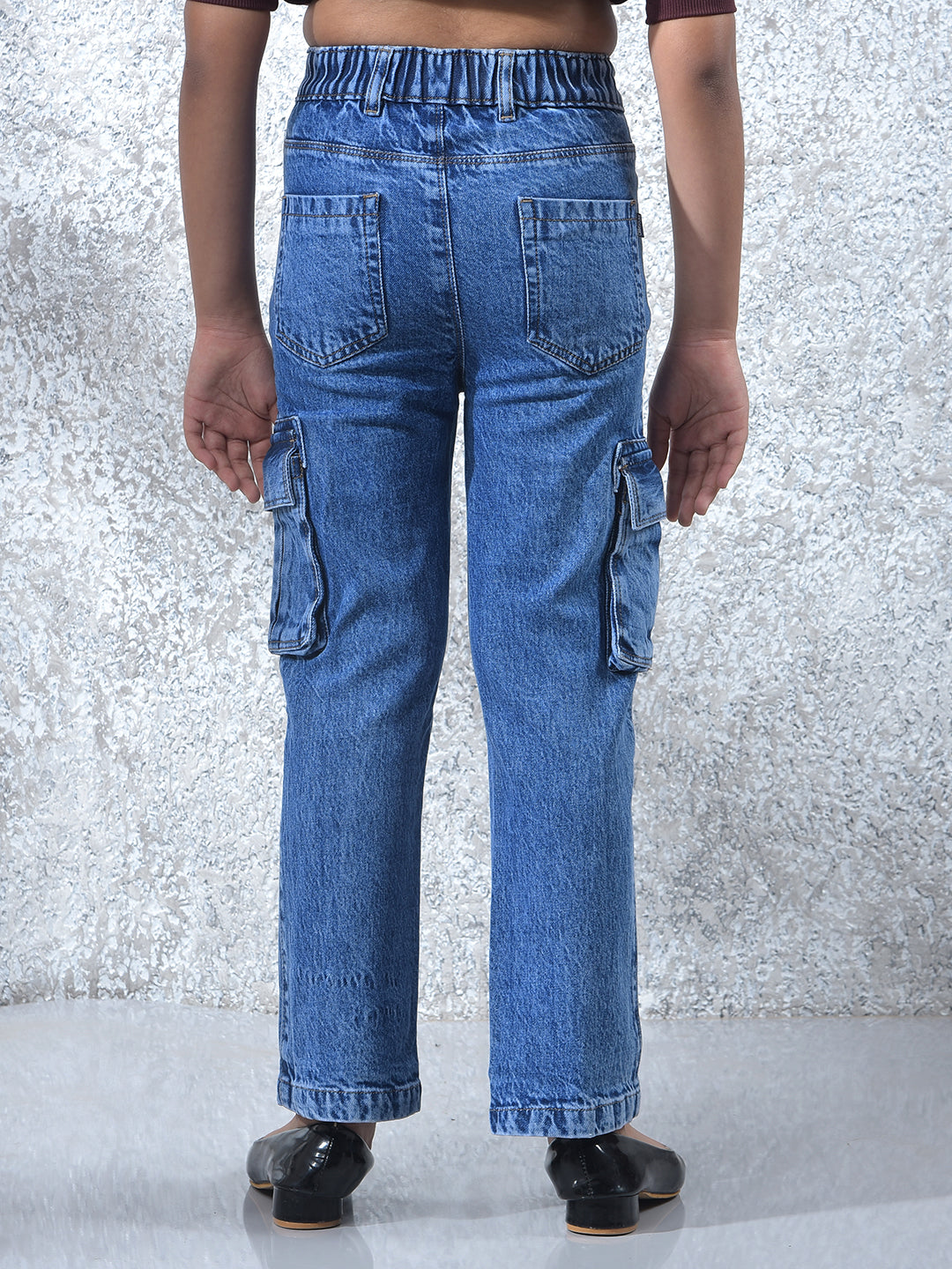 Blue 100% Cotton Cargo Jeans