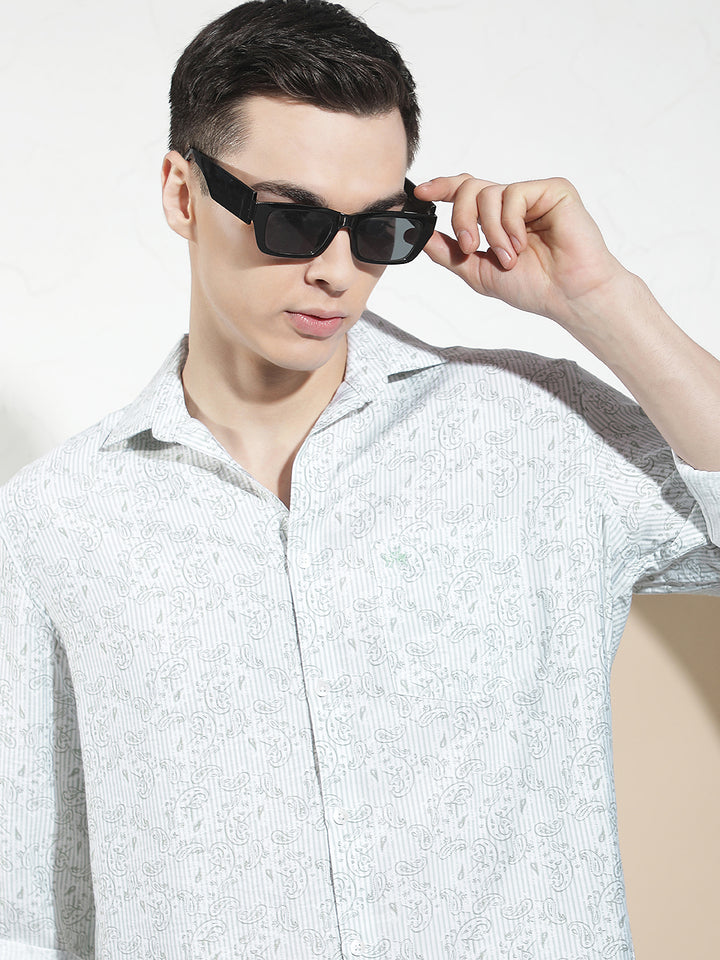 Contemporary Verdant Green Printed Shirt