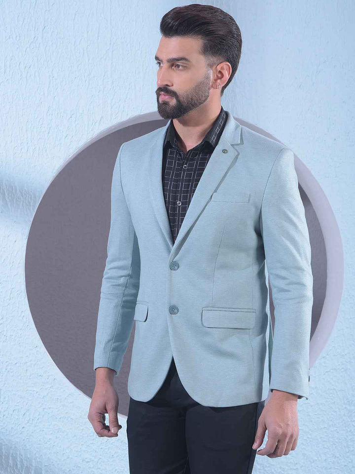 Green Notched Lapel Single Breasted Blazer