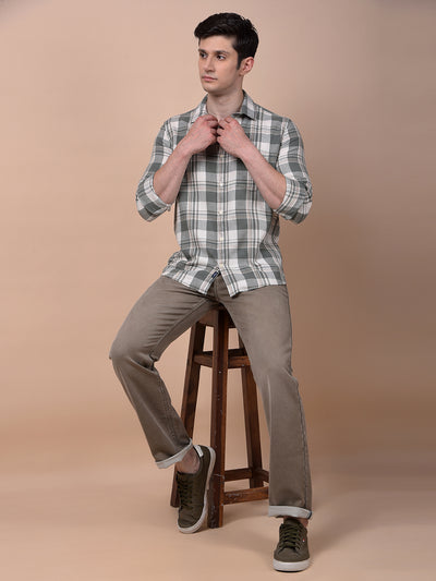 Green Checked 100% Cotton Shirt