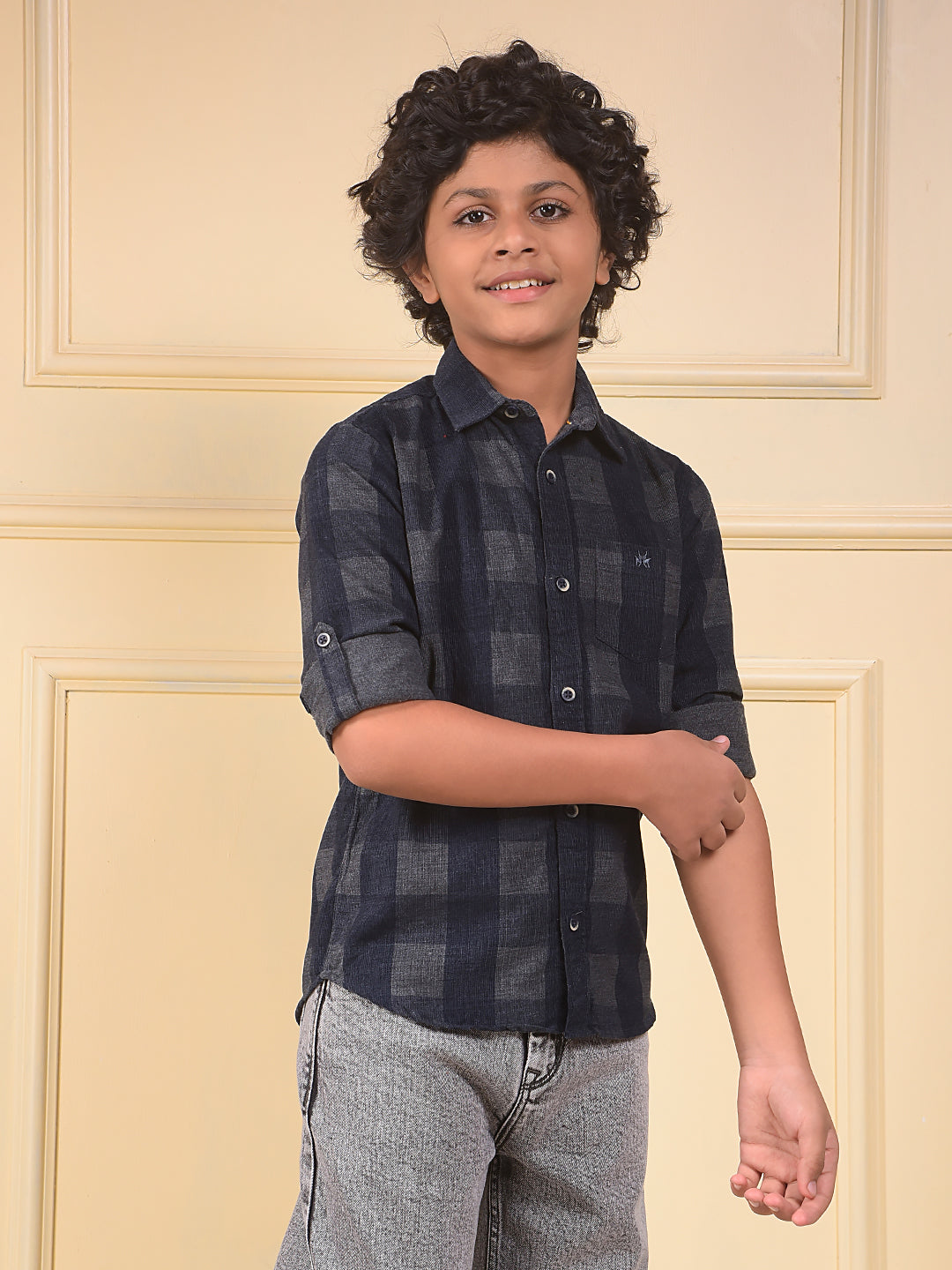 Blue Checked Corduory Shirt