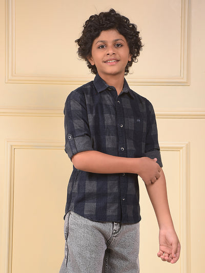 Blue Checked Corduory Shirt
