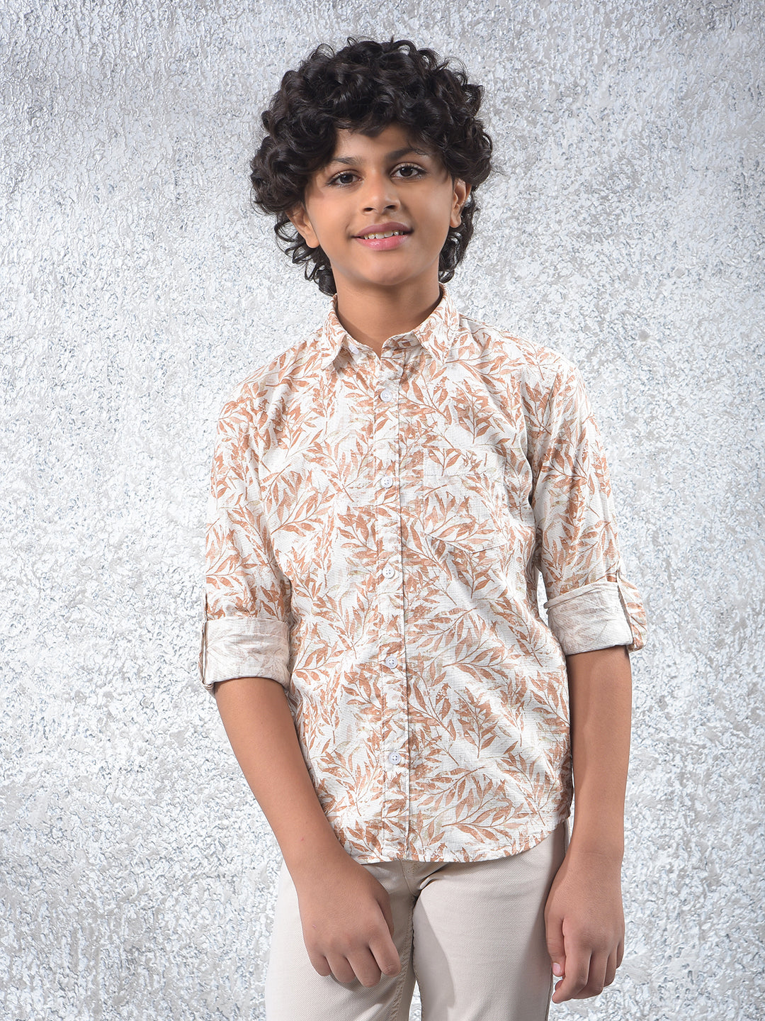 Brown Floral Print 100% Cotton Kurta