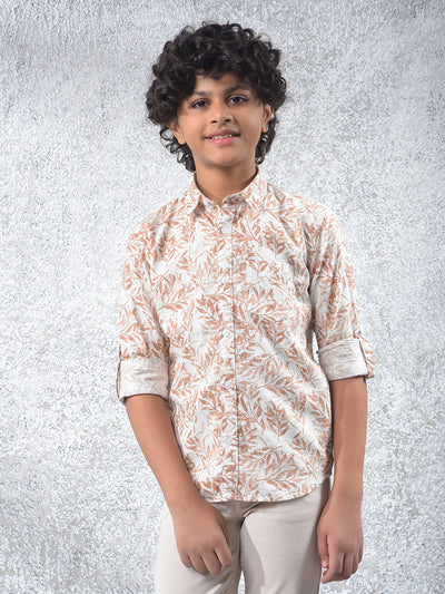 Brown Floral Print 100% Cotton Kurta