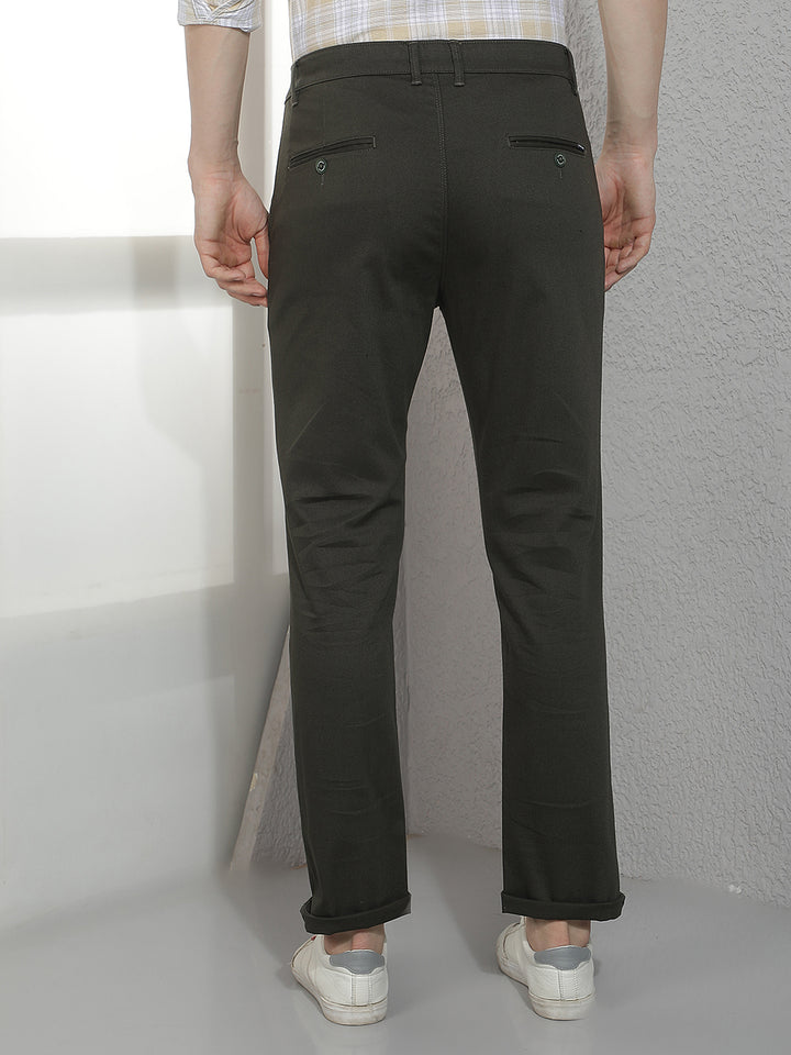 Smart Dark Olive Casual Trousers