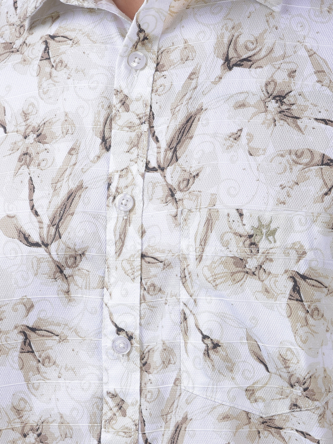 Brown Floral Print 100% Cotton Shirt