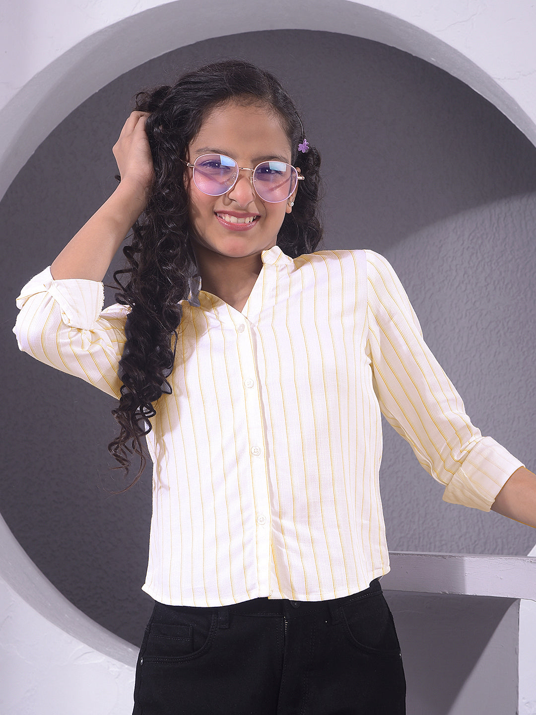 Yellow Vertical Stripes Shirt