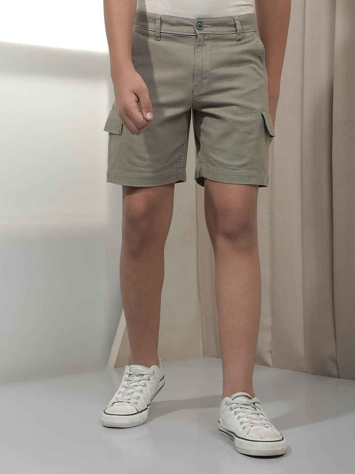 Olive 100% Cotton Cargo Shorts