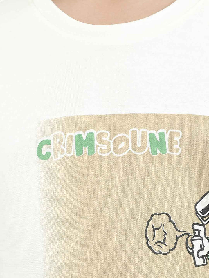 Cream Graphic Print T-Shirt