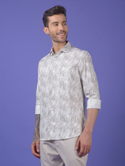 Grey Printed Modal Shirt