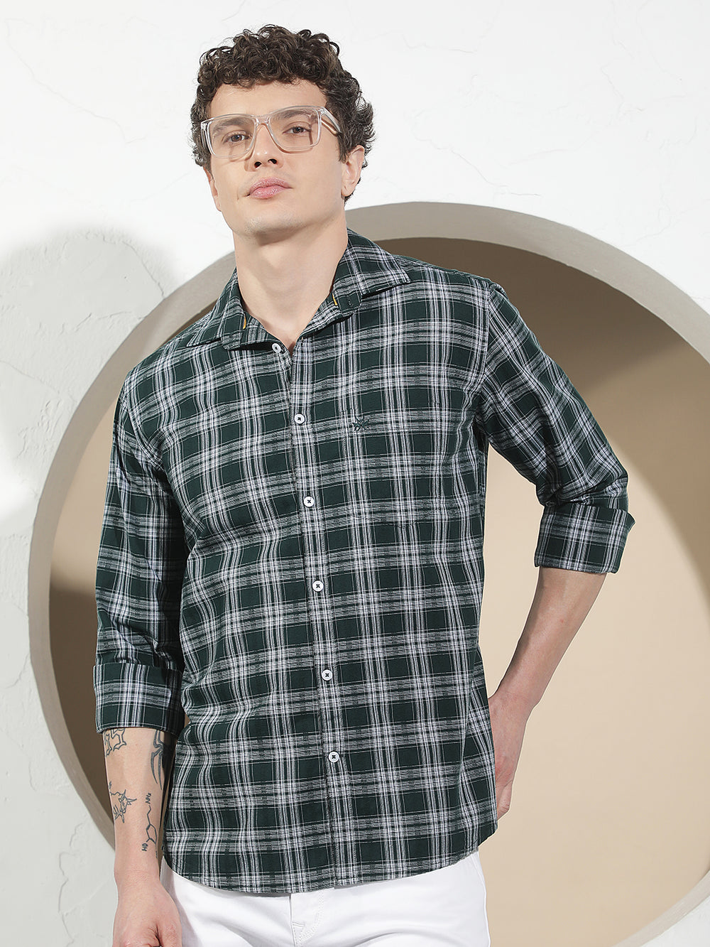 Green Checked 100% Cotton Shirt