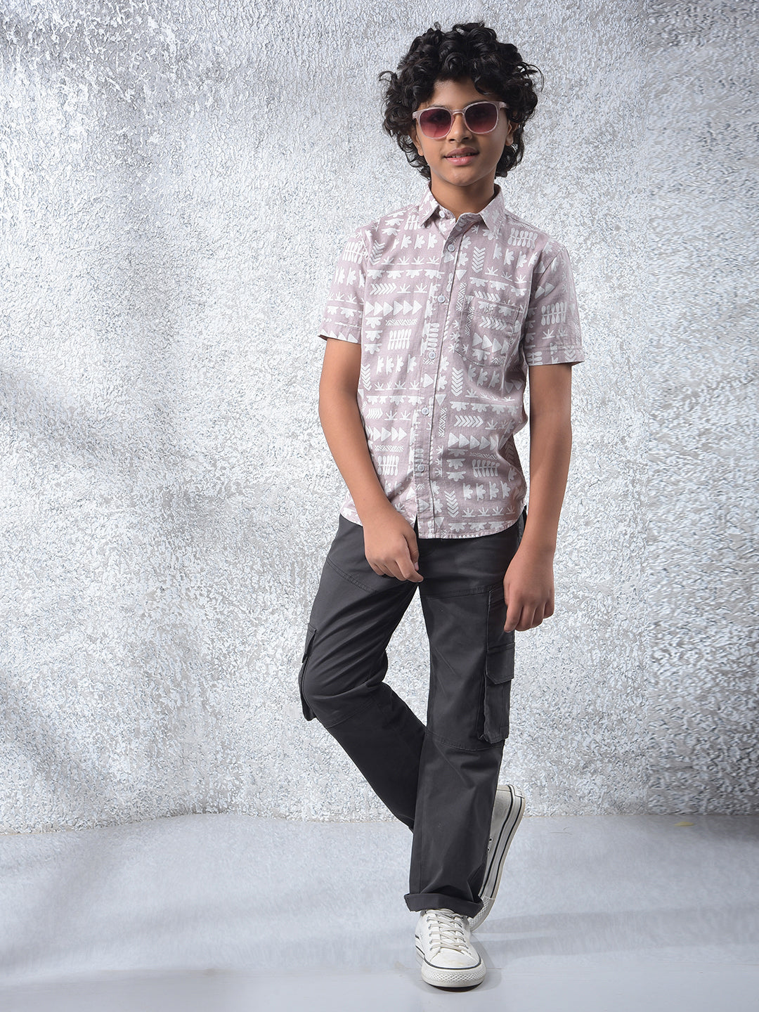 Purple Printed 100% Cotton Shirt