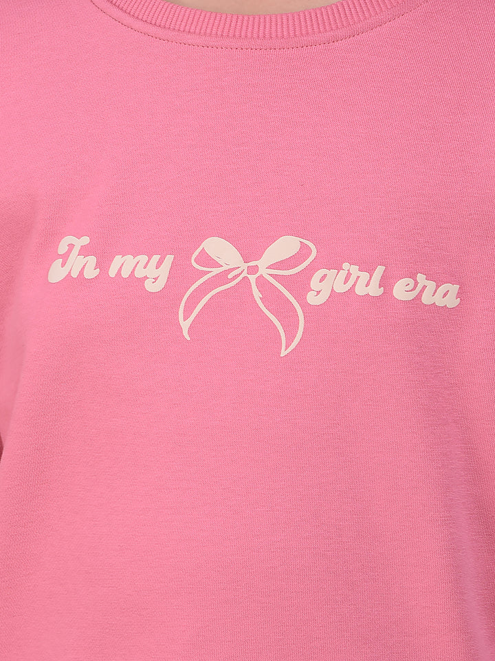 Pink Typographic Print Sweatshirt