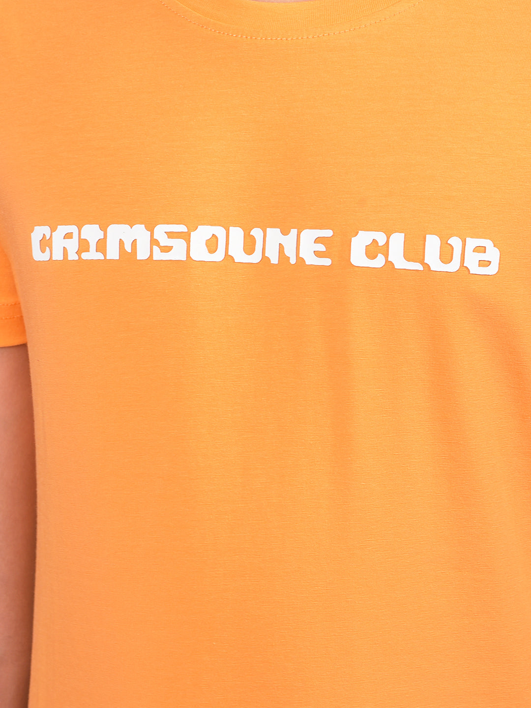 Orange Typographic Print T-Shirt-Boys T-Shirts-Crimsoune Club